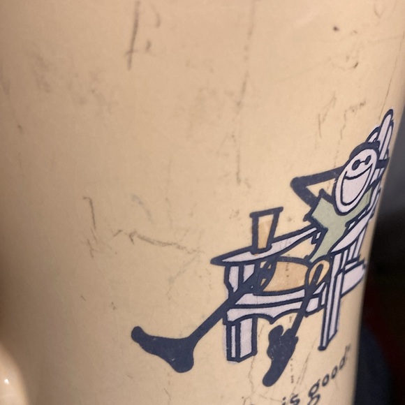 Classic LIFE IS GOOD diner style mug.  Very thick, Well loved with worn spots - Picture 8 of 8